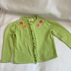 Crazy 8 Green and Orange Sweater with Floral Embroidery, size 2 years